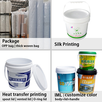 Vente directe d'usine hermétique 1-10 litres LOGO personnalisé seau en plastique de qualité alimentaire seau à peinture PP avec poignée et couvercle pour emballage