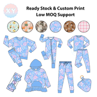 Ensemble de nuit 2 pièces pour enfants en bambou à motifs floraux, collection automne, comprenant une combinaison à capuche et un bandeau, personnalisable avec faible MOQ, vente en gros de pyjamas pour bébés et enfants