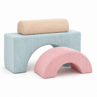 Nouvelles blocs de jeu empilables en tissu côtelé et mousse souple, forme arc-en-ciel, pour activités intérieures de maternelle
