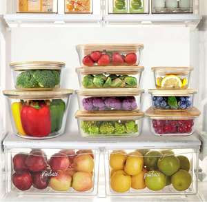 Pot de rangement hermétique pour céréales et aliments, empilable, sans BPA, 1,7 L, en plastique, avec couvercles en bambou et en silicone. - Product Image 4