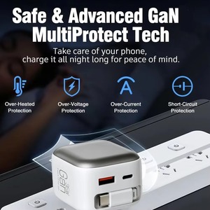 With Retractable Type-C Cable 35W GaN Fast <b>Charger</b> 3-in-1 High Speed Multi-port PD Universal <b>Charger</b> for Phone <b>Tablet</b> - Product Image 3