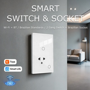 สวิตช์สัมผัส <span class=keywords><strong>Tuya</strong></span> Wifi 1 ช่อง แบบมาตรฐานสหรัฐอเมริกาและไทย แผงกระจกนิรภัย สวิตช์อัจฉริยะ ใช้งานร่วมกับ Google Home/ Alexa - Product Image 2