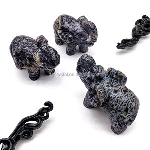 Venta al por mayor de artesanía de cristal natural: Tallados de elefantes de esfalerita morada, piedras sueltas de esfalerita y calaveras de dragón para decoración y regalo. - Product Image 2