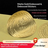 Autocollants personnalisés en relief mat or-argent, logo métallique, étiquettes adhésives en PVC estampées à chaud, anti-contrefaçon pour