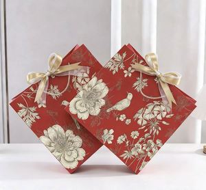 Beautiful Elegant Fashion Environmental Floral Wedding Birthday Gift Paper Bag Bow Ribbon Paper Shopping Paper Handbag - Product Image 2