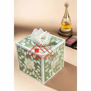 Caja de pañuelos con incrustaciones de hueso con diseño de patrón de aspecto, soporte para vajilla de boda, caja de baratija de almacenamiento con incrustaciones de hueso de diseño elegante - Product Image 2