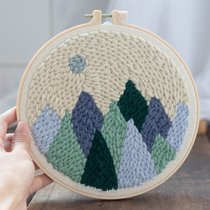 <span class=keywords><strong>Amazon</strong></span> Hot Sale DIY Handmade Kits Punch Needle Cross Stitch Kit With Embroidery Threads Hoops Punch Needle Embroidery Kit - Product Image 5