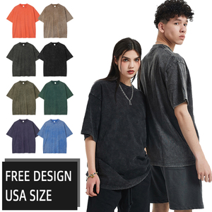 Nuevo <span class=keywords><strong>estilo</strong></span> 300Gsm 100% algodón peso pesado Vintage camiseta de alta calidad de punto liso camisetas Unisex de gran tamaño logotipo personalizado - Product Image 1