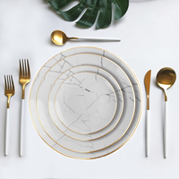 Assiettes de présentation en céramique style vintage, en porcelaine fine, motif marbré, pour pain, salade et entrées, pour mariages et décorations de fête