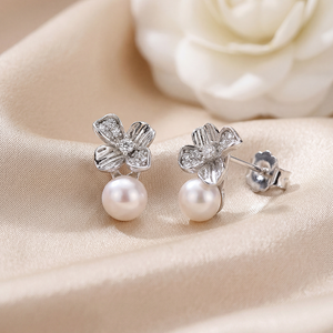 Boucles d'oreilles pendantes en argent S925 avec nœud papillon, perle d'eau douce et zircon blanc, bijoux en ruban pour femmes, vente en gros, cadeau de mariage - Product Image 5