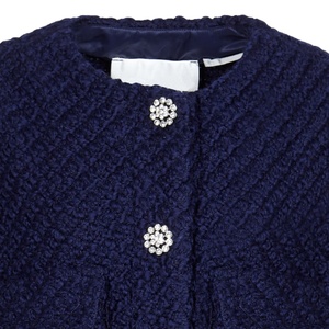 Veste courte pour femme, style collège, printemps, fabrication, design, bouton de fleur tridimensionnel, col rond, manteau d'hiver - Product Image 6