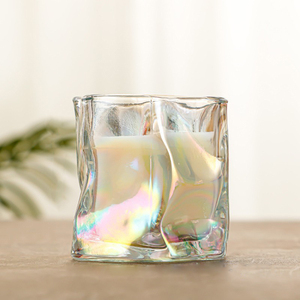 <span class=keywords><strong>Prix</strong></span> de gros de luxe couleur éblouissante bougeoir en verre ondulé pot à bougie en cristal pour bougie d'aromathérapie - Product Image 5