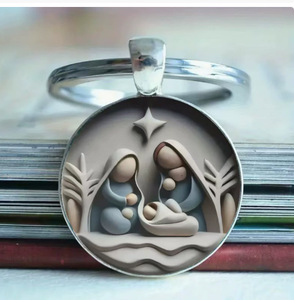 Souvenirs d'église, breloques religieuses en alliage de zinc avec impression numérique, porte-clés religieux Marie Enfant ou cadeaux de baptême - Product Image 6