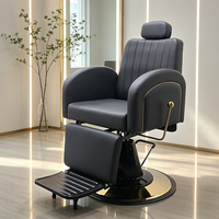 Équipement de barbier de haute qualité, chaise de barbier réglable à base ronde, chaise de salon de luxe inclinable et rotative