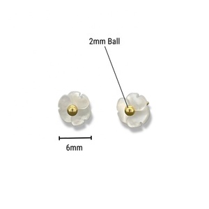Beautiful 6mm <b>Mother</b> <b>of</b> <b>Pearl</b> Nacre <b>Earrings</b> with Gold Ball Motif for Women Suitable for Any Occasion - Product Image 4