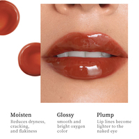 Brillant à lèvres en gelée d'herbes aux 5 couleurs avec logo personnalisé glaçure à lèvres brillante, hydratante et à haute teneur en pigments, imperméable et longue durée