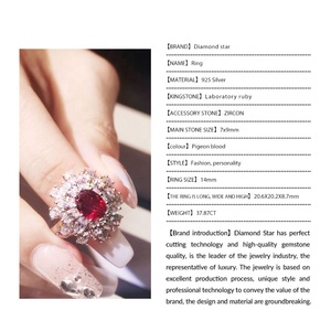 Diamondstar phòng thí nghiệm <span class=keywords><strong>Ruby</strong></span> Vòng AAA đá quý 14k vàng Nhẫn Halo tự nhiên <span class=keywords><strong>Ruby</strong></span> đá quý nhẫn không nguy cơ giá bán buôn đồ trang sức đá quý - Product Image 2