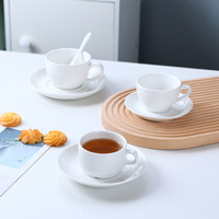 Service à thé en porcelaine de luxe personnalisé 12 pièces pour restaurant unique cappuccino tasses à café et soucoupes pour thé blanc uni avec logo