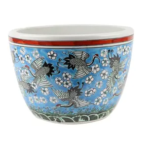 Antique Large Chinese Hand Made Ceramic Flower Pots Vintage Porcelain Pots
