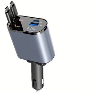 <span class=keywords><strong>Chargeur</strong></span> de voiture rétractable 4 en 1 66W USB Type C PD à charge rapide avec affichage numérique LED pour téléphone, ordinateur portable, <span class=keywords><strong>chargeur</strong></span> de voiture - Product Image 2