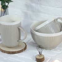 Ensemble de tasses et tasses, design classique, vernis coloré, pull-over, os, nouveau,
