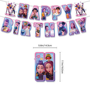 Kp0p coréen idole démon film chasseurs <span class=keywords><strong>joyeux</strong></span> <span class=keywords><strong>anniversaire</strong></span> bannière fournitures décorations ballons filles roses pour l'école salle de classe décor - Product Image 4