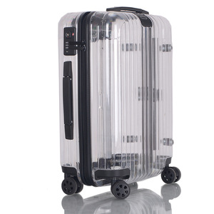 Transparent Carry-On Suitcase 20-Inch Lightweight Trolley Case <b>With</b> <b>Lock</b> Universal <b>Wheels</b> For Men - Product Image 1