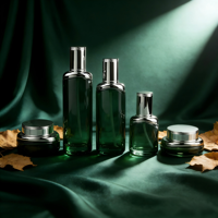 Set Botol Kosmetik Kaca Desain Unik 40ml 100ml 120ml Botol Lotion 50g Jar Krim Botol Perawatan Kulit Mewah