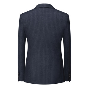 Costume d'affaires décontracté pour homme, gris foncé rayé, anti-décoloration, double boutonnage, <span class=keywords><strong>ensemble</strong></span> 2 pièces, vente en gros - Product Image 2