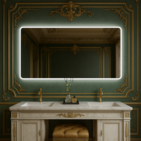Ensemble de miroirs muraux rectangulaires intelligents antidumping à LED Éclairage éclairé anti-buée Indice IP44 pour les projets d'hôtels de salle de bains