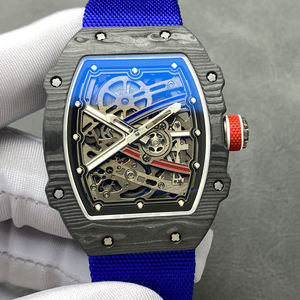 Montre mécanique automatique Tonneau de luxe Sport squelette évider Ultra-mince 7.8mm fibre de carbone 32g léger - Product Image 2