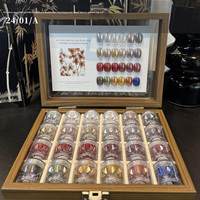 Poudre miroir Aurora Moonlight 24 couleurs, effet miroir chromé, vente en gros, ensemble de poudre à ongles transparente incroyable avec boîte en bois transparente