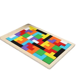 Diy puzzle geometric shape educational wood montessori colorful puzzle toys for children