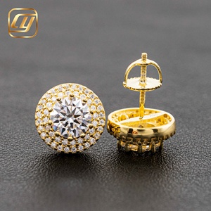 Boucles d'oreilles clous en moissanite, taille brillant rond, sertissage clos, plaqué or 18 carats, or rose, bijoux de luxe pour femme, pour mariage - Product Image 5