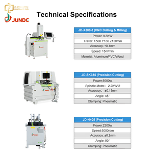 JUNDE High Precision 45 Degree Double Saw Blade Aluminum Cutting Machine + <b>Drilling</b> Milling Machine Bundle - Product Image 1