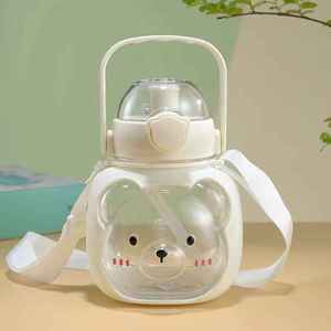 Cartoon Rabbit <b>Plastic</b> Cup Large Capacity Portable Strap Adults Water Bottle Drop-proof High Temperature Resistant Spring-loaded - Product Image 5