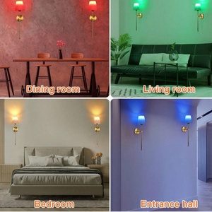 Juego de 2 Lámparas de Pared Recargables con Control Remoto, Inalámbricas, con Batería, RGB, Atenuables, Doradas, para Sala de Estar - Product Image 4