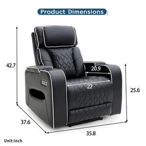 Fauteuil Relax Électrique Moderne Geeksofa en Cuir, avec Rangement Accoudoir et Porte-Gobelet, pour Salon ou Salon de Beauté - Product Image 2