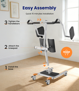 患者移動用リフト 手動式 座位から立位へ カーボンスチールフレーム 耐荷重265ポンド 高齢者・障害者向け 在宅介護用 トイレ付き - Product Image 6