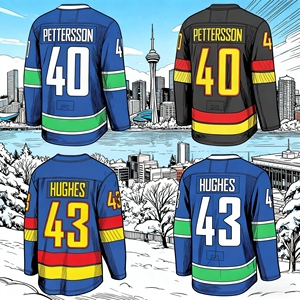 Jersey de Hockey sobre Hielo de los Vancouver Canucks Bordado al por Mayor # 40 <span class=keywords><strong>Elias</strong></span> Pettersson # 43 Quinn Hughes # Uniforme de Hockey de Brock Boeser Número 6 - Product Image 1