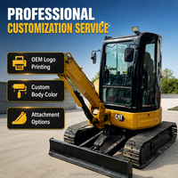 Excavatrice CAT 303.5 d'occasion de précision, 3,5 tonnes, à rayon de braquage compact, pour projets urbains et utilitaires