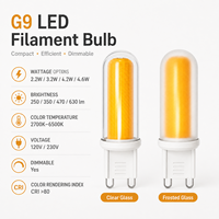 Ampoule LED G9 Haute Efficacité Blanc Chaud 2W 3W 3.6W 4.2W 4.6W Mini Lampe PC Transparente Givrée pour Lustre Éclairage Décoratif