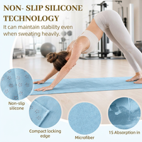 Serviette de yoga en microfibre ultra-fine antidérapante en silicone véritable moulé par injection, lavable en machine, pour femmes, pour le sport et le fitness
