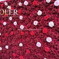 Bruiloft Romantische Vierkante Bloemige Wanddecoratie Paneel 3D 5D Rol Eco-vriendelijke Roze Kunstzijde Rozen Lichteffecten Decoratie