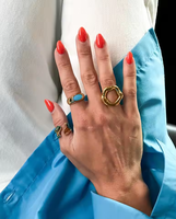 Damen Premium Drehbare Edelstahlringe Goldfarben Plattiert Trendige Ästhetische Tägliche Verwendung Juli Geburtsstein Finger-Accessoires