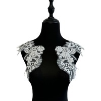 1 paire de fleurs 3D blanches en strass et paillettes, applique en dentelle brodée à coudre, sexy, patch DIY, accessoires vestimentaires