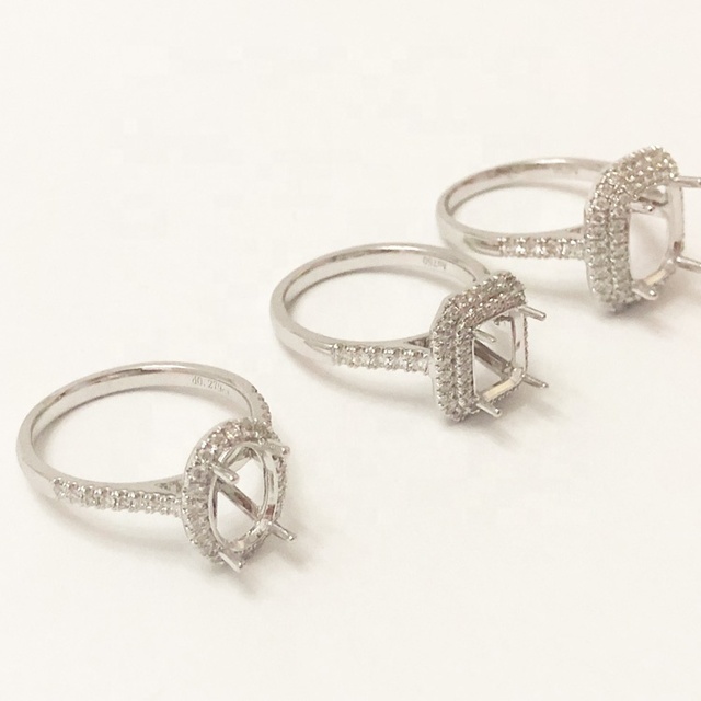 Fine Jewelry Solitaire Diamond Semi Mounting Natural Diamond Rings Setting Band 14K 18K Halo Engagement Ring VS for Wedding