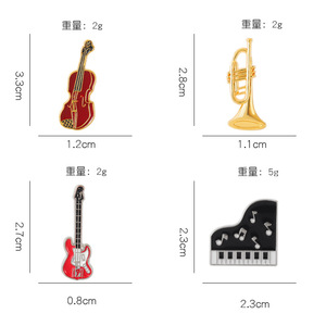 Vintage esmalte música fiesta solapa pines broches mujeres delicado violín Piano broche personalizar - Product Image 2