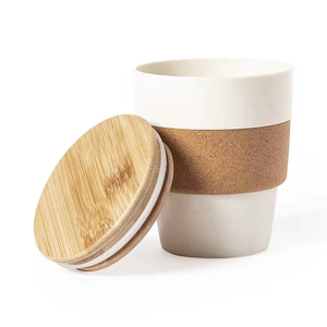 Di alta qualità OEM riutilizzabile sughero tazza di caffè 350ml 420ml materiale paglia di grano tazza con coperchio di bambù e sughero impugnatura - Product Image 5