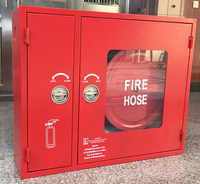 Armoire anti-feu rouge à double porte 1050*750*250mm en acier au carbone (1,0mm) avec enrouleur de tuyau d'incendie 1''x30m, extincteur à poudre sèche